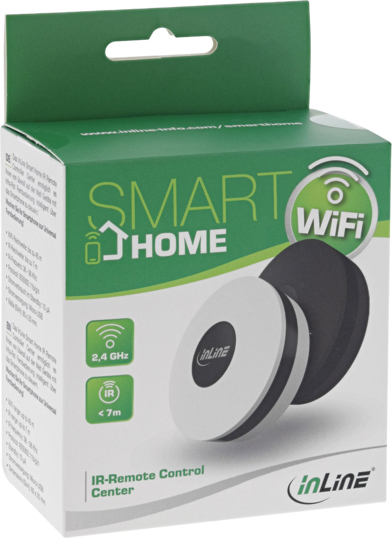 Qendër Smart Home IR INLINE SmartHome IR Control Center, Wi‑Fi 802.11b/g/n, kontroll me zë, e zezë