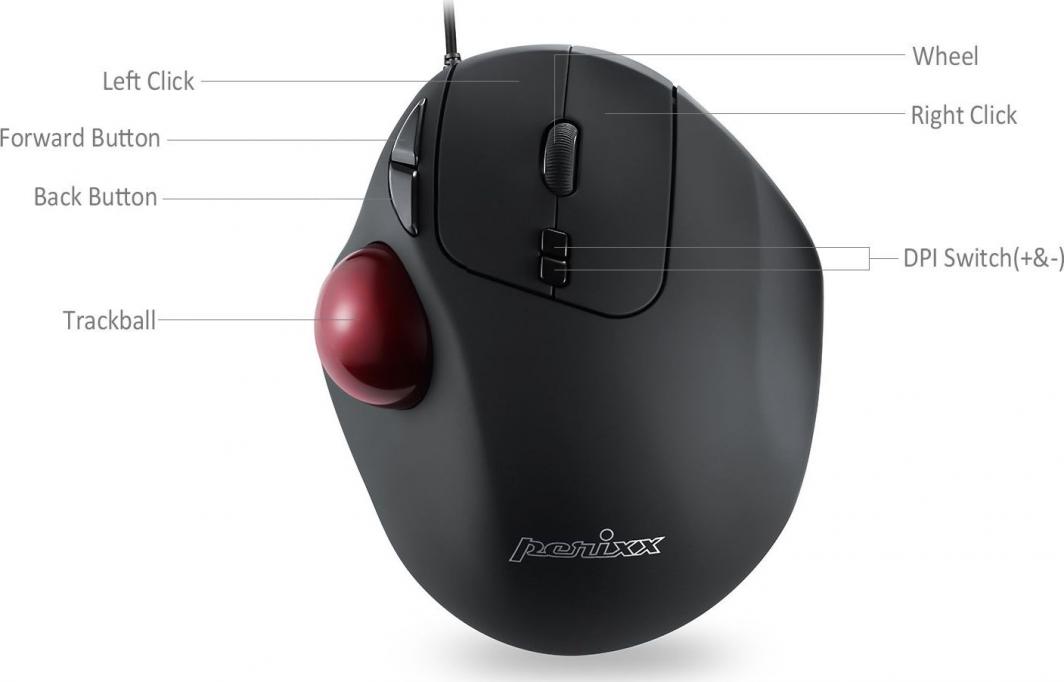 Maus Perixx Perimice-517, me kabllo, USB, i zi