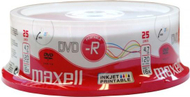 Disqe DVD Maxell DVD R 4.7GB, 16x, 25 copë, të bardha printable