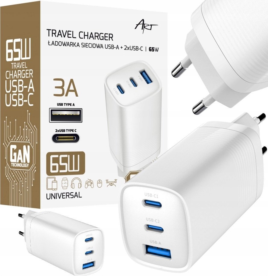 Karikues muri Art Charger, 230V, GaN, i bardhë