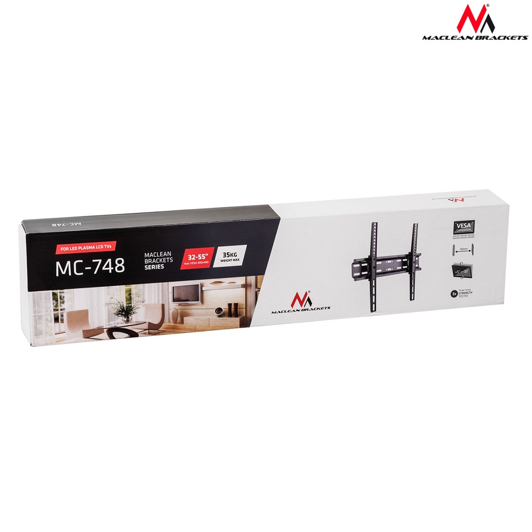 Mbajtëse muri për TV Maclean MC-748, 32-55", 35 kg, e zezë