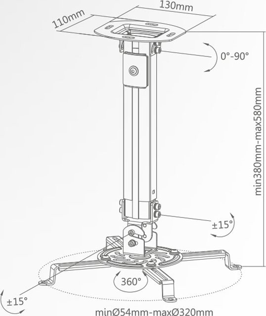 Mbajtëse projektori Full Motion SUPSTV013, universale, deri 13.5 kg, e argjendtë