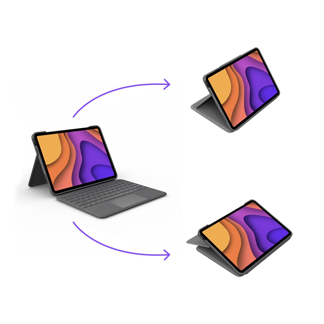 Подлога со тастатура за iPad Air (4-та и 5-та генерација) Logitech Folio Touch, сива