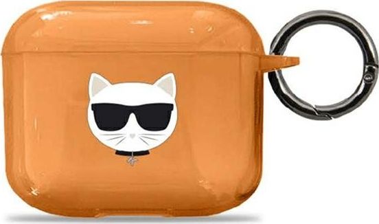 Mbrojtëse kufjesh Karl Lagerfeld KLA3UCHFO Choupette, për AirPods 3, TPU, portokalli