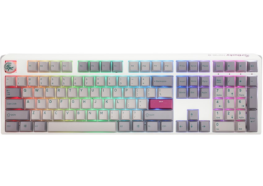Tastierë lojërash Ducky One 3 Mist PBT, Cherry MX Ergo Clear, e hirtë/magenta/e bardhë