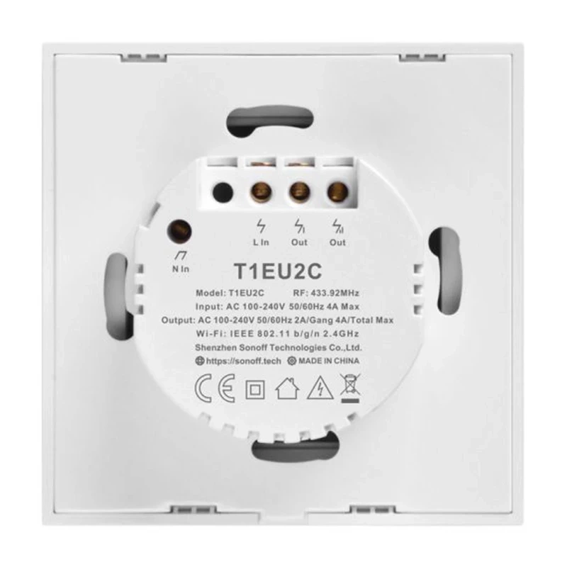 Çelës inteligjent Sonoff T1 EU TX, 2 kanale, WiFi, i bardhë