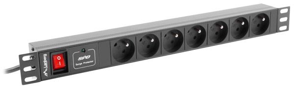 Panel energjie Lanberg PDU 19" 1U, 7x230V, kabllo 2m, i zi