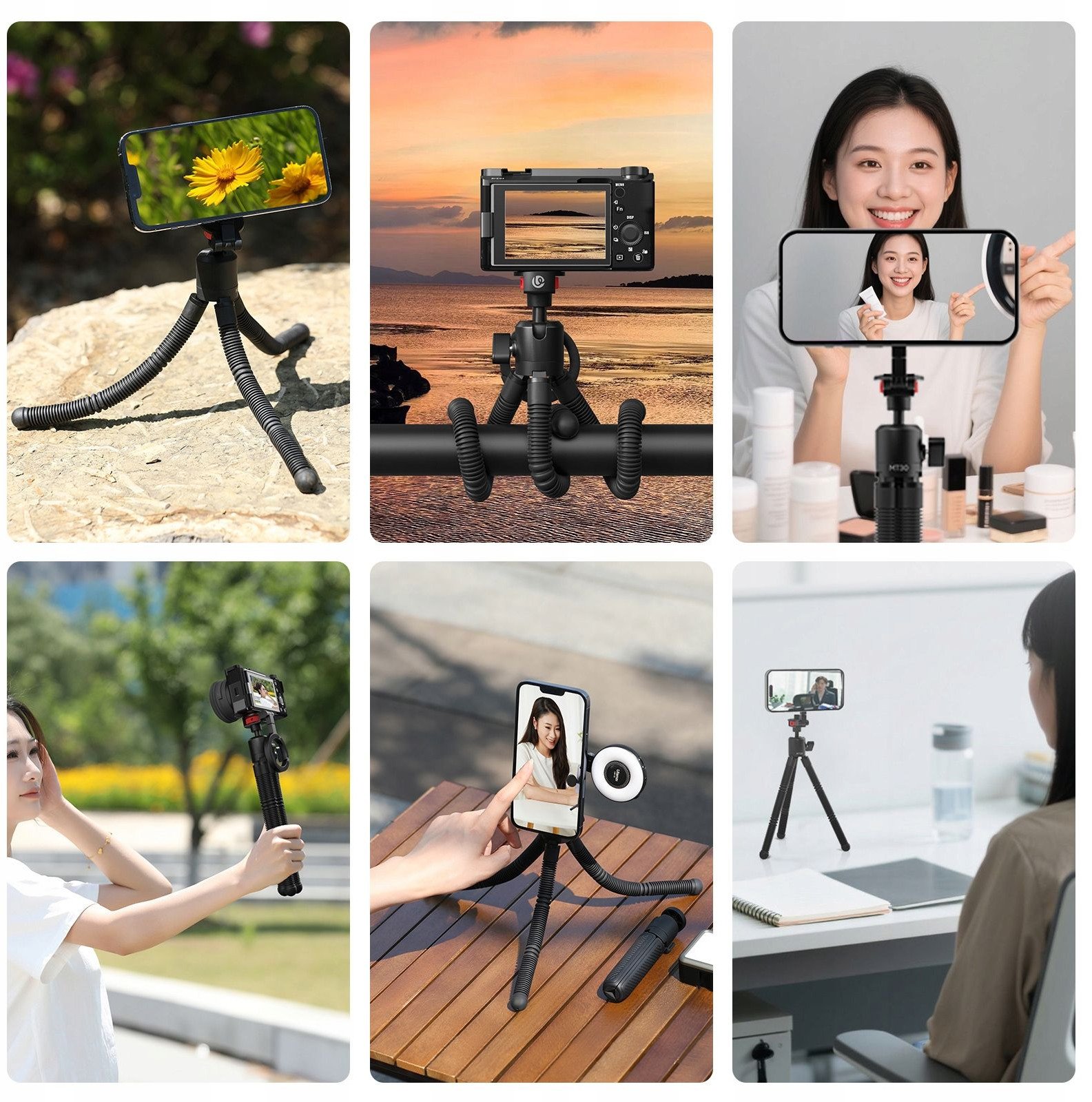 Tripod fleksibël magnetik Ulanzi MT30, kompakt, për kamera dhe telefona, i zi