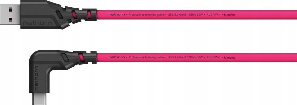 Kabllo tethering Mathorn MTC-201, USB A në USB C 3.2 Gen2, 2m, magenta