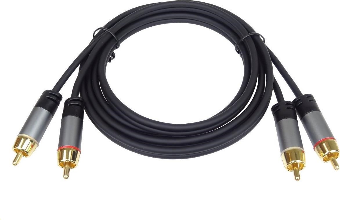 Kabllo audio PremiumCord RCA x2 në RCA x2, 1.5m, e zezë