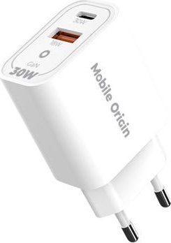 Karikues udhëtimi Mobile Origin MO14, GaN 30W, presa EU USA UK AUS, i bardhë