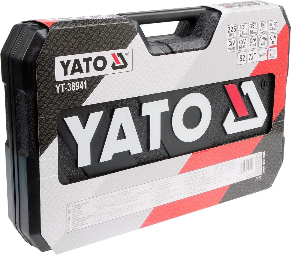 Set veglash Yato YT-38941, 225 copë, valixhe plastike