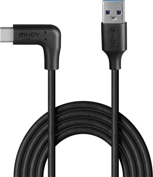 Kabllo USB LINDY 1.5m, USB 3.2 Type A në Type C, kënd 90°