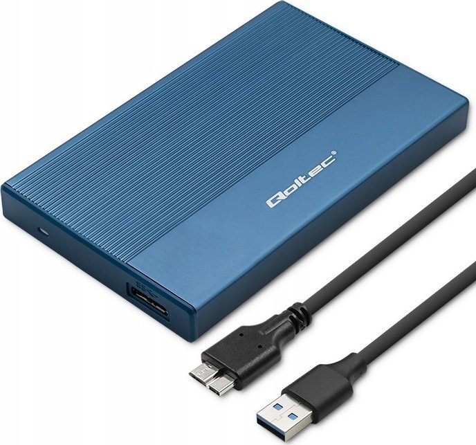 Kuti e jashtme Qoltec Enclosure Pocket, për SSD HDD 2.5", USB 3.0, deri 2TB, blu