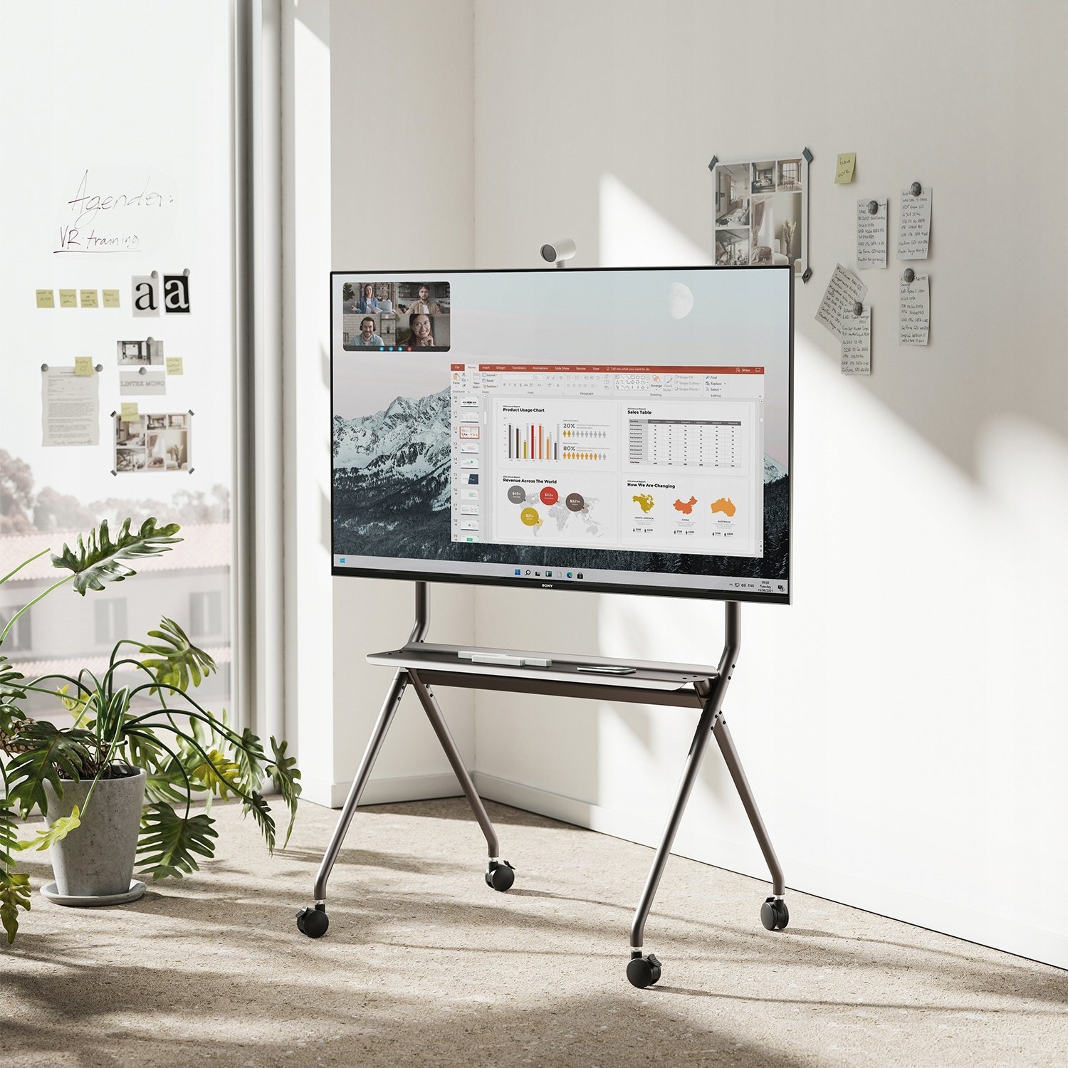 Stendë mobile për TV Maclean MC-977, 50-86", 120kg, e zezë