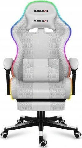 Karrige gaming Huzaro Force 4.7, RGB, me mbështetës këmbësh, e bardhë