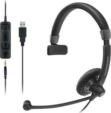 Headset Sennheiser SC 45 MS, USB dhe 3.5mm, mikrofon me anulim zhurme, i zi