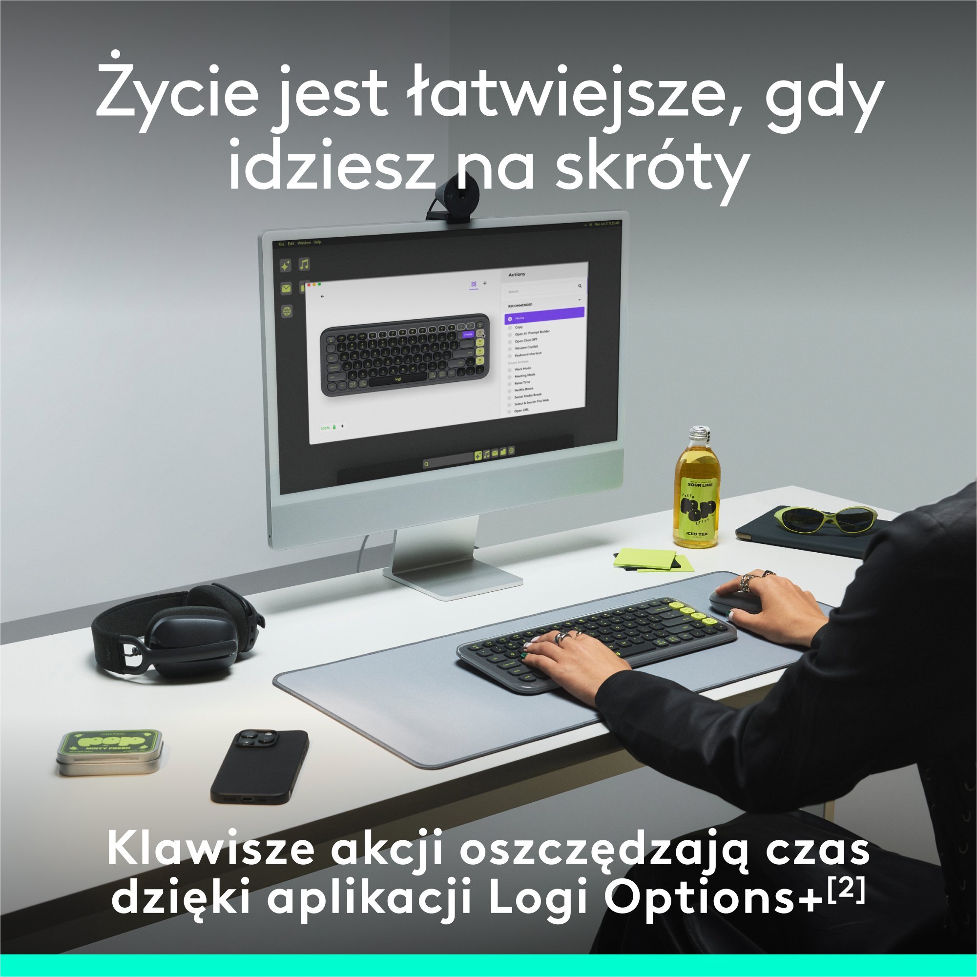Tastierë Logitech POP Keys, Bluetooth, kompakte, lejla dhe e bardhë