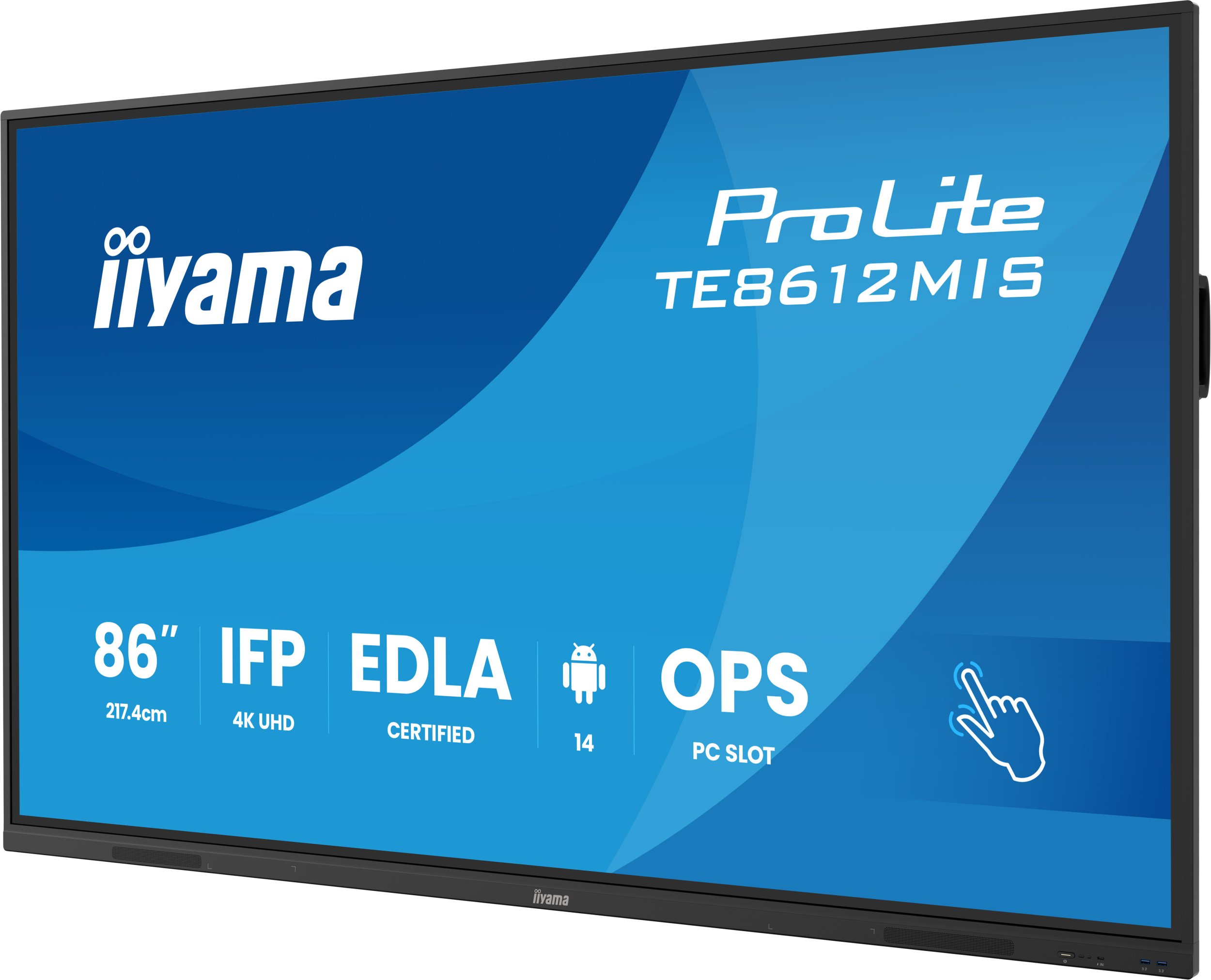 Интерактивен монитор Iiyama TE8612MIS-B4AG, 86\", 4K Ultra HD, со допир, црн