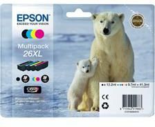 Ngjyrë për printer Epson, no. 26XL, 4 copë, e zezë/kaltër/verdhë/vjollcë