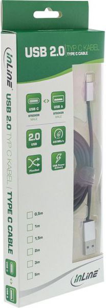 Kabllo USB InLine 35834, USB A në USB C, 1.5 m, i zi