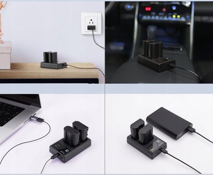 Karikues baterish K&amp;F Concept LPE6NH, Dual Channel, LED, Type C