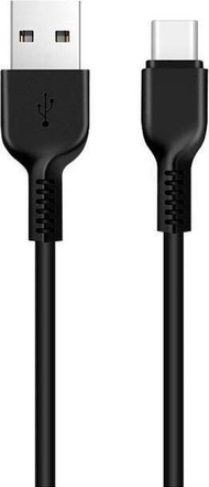 Kabllo USB Partner Tele.com USB-A në USB-C, 1 m, 2.4A, e zezë
