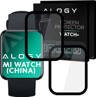 Mbrojtëse ekrani Alogy Full Glue 3D Flexible Glass, 2 copë, për Xiaomi Mi Watch China Version, me kornizë të zezë