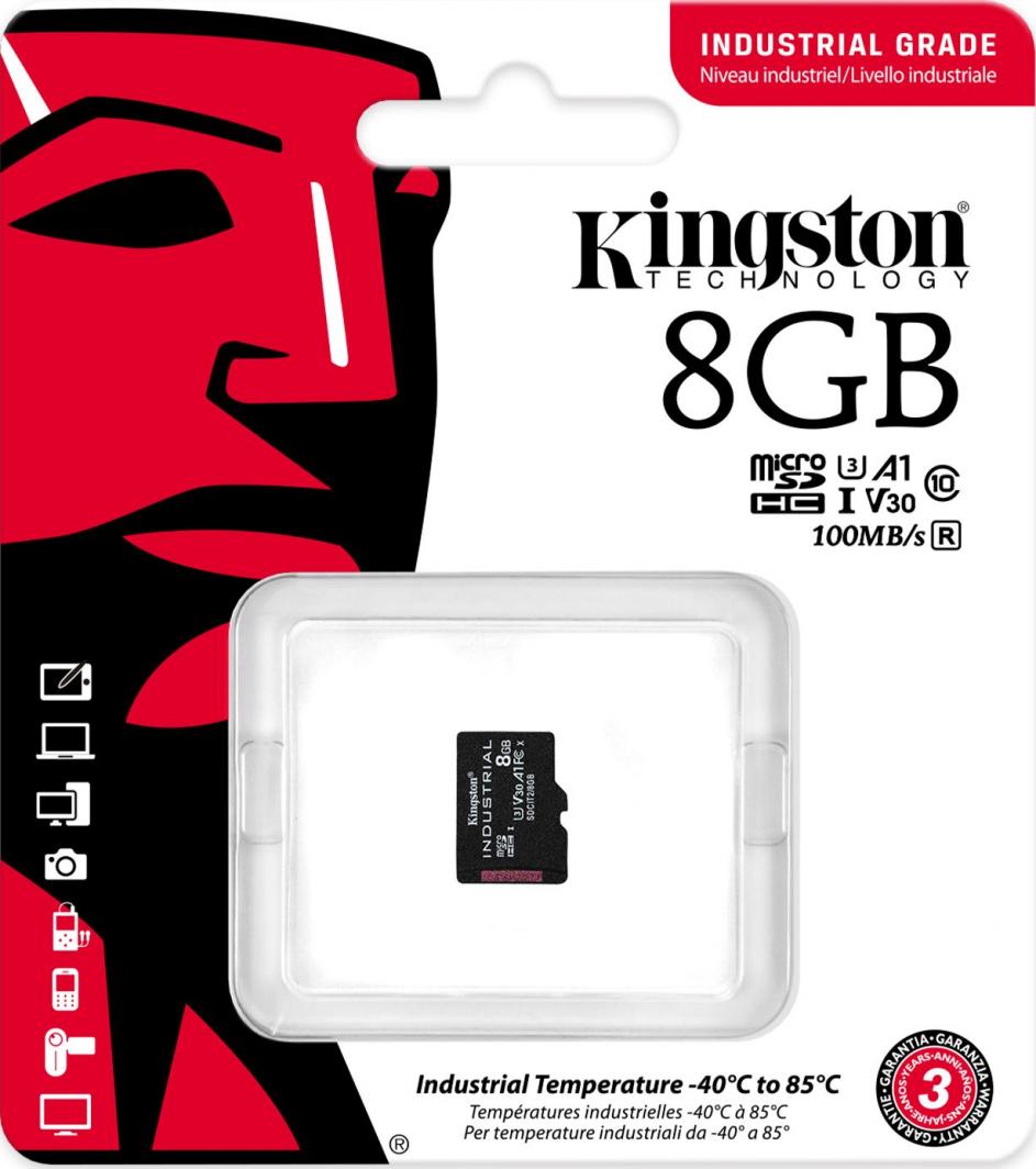 Kartë memorie Kingston Industrial MicroSDHC 8 GB Class 10 UHS-I/U3 A1 V30