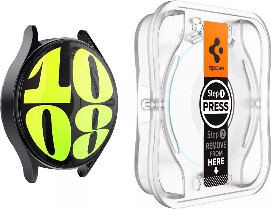 Xham mbrojtës Spigen Glass TR EZ Fit për Samsung Galaxy Watch7 44mm, set 2 copë, transparencë e lartë