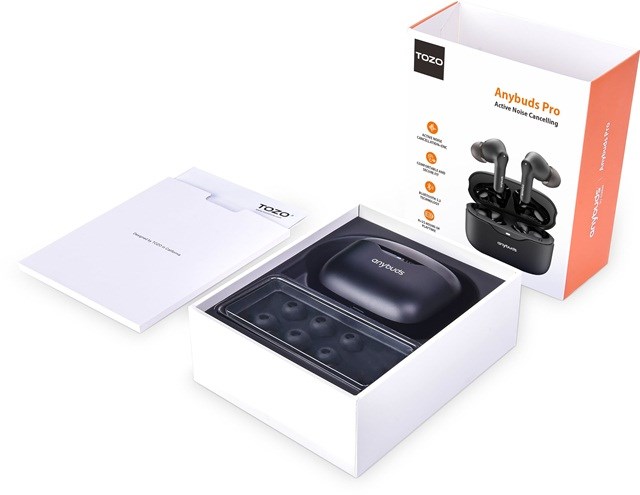 Kufje wireless TOZO Anybuds Pro, ANC, Bluetooth 5.3, IPX4, të zeza