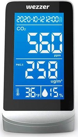 Монитор за квалитет на воздух Levenhuk Wezzer Air PRO DM40, CO₂ и PM2.5, осветлен екран, црн