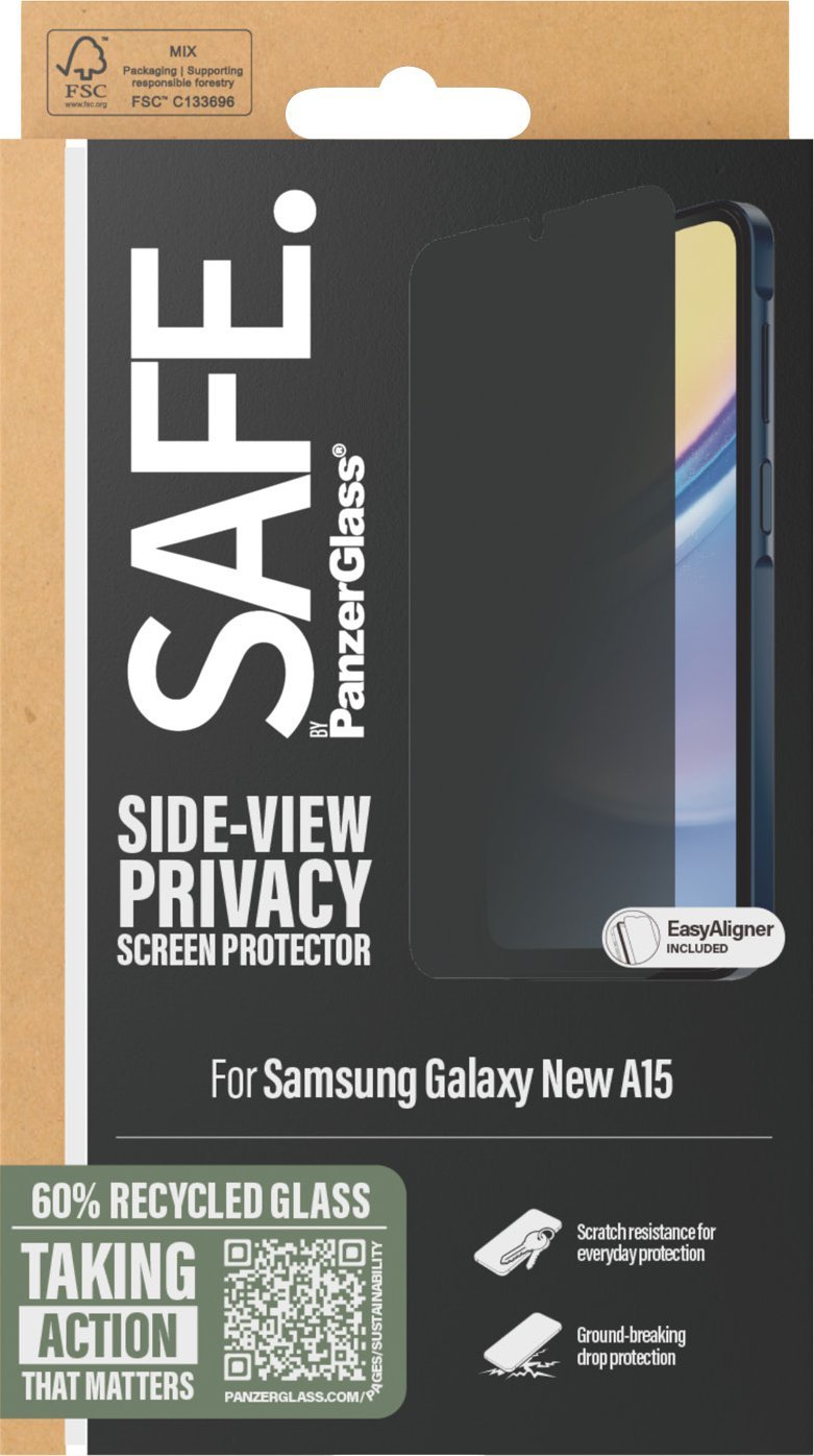 Mbrojtëse ekrani SAFE by PanzerGlass për Samsung Galaxy A16 A16 5G, Privacy, Ultra Wide Fit, transparente