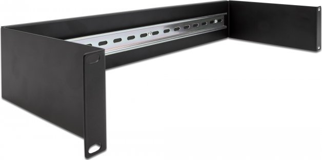 Panel montimi DeLOCK DIN Rail 2U, për kabinet 19", i zi