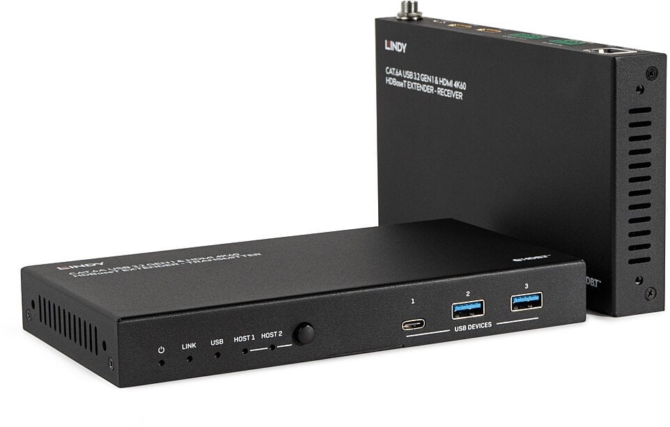 Extender Lindy HDBaseT, 100m, USB 3.2 Gen 1 dhe HDMI 4K60, i zi