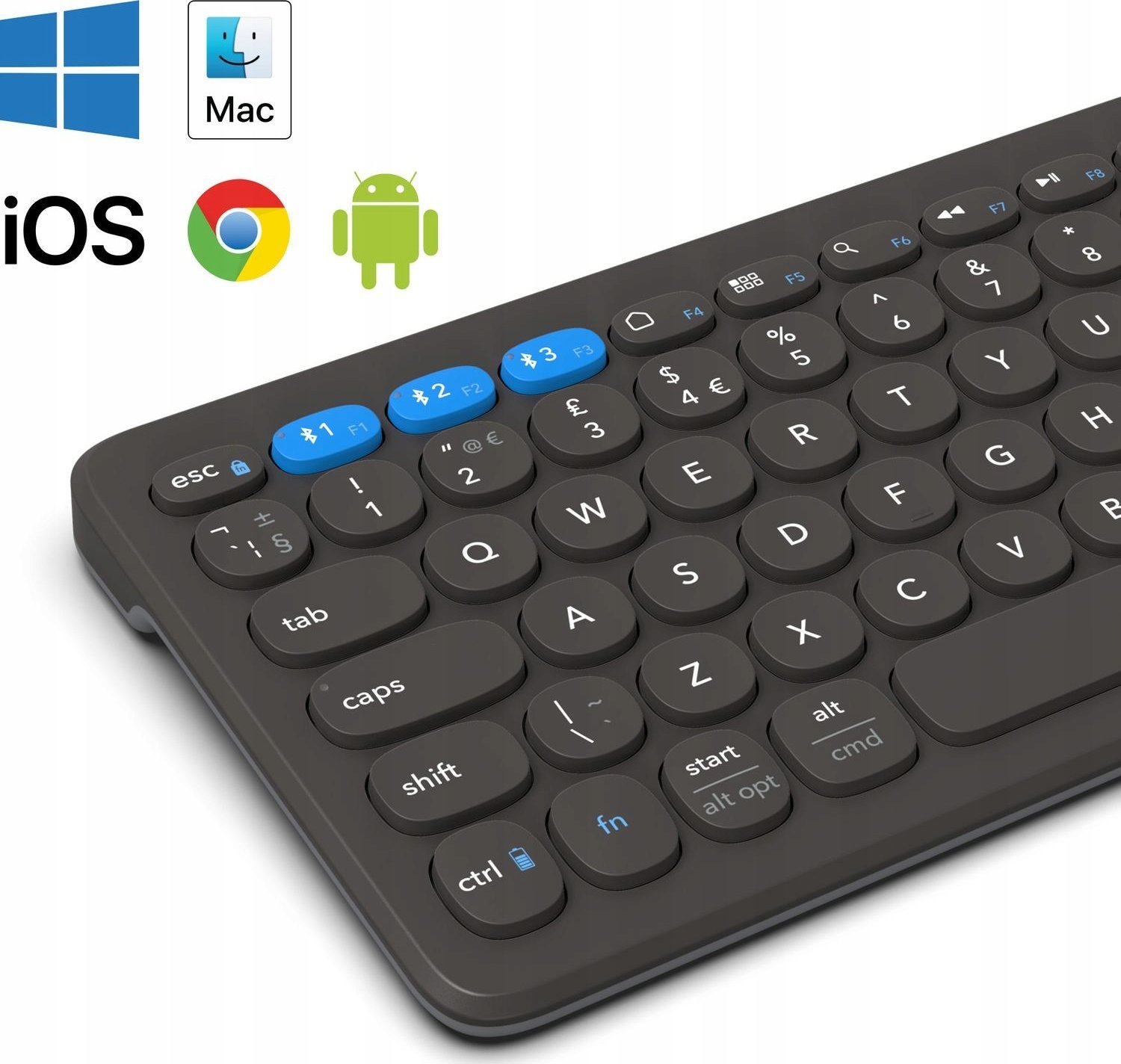 Tastierë Zagg Multi Pairing Mid Size, wireless, me karikim pa tela, e zezë