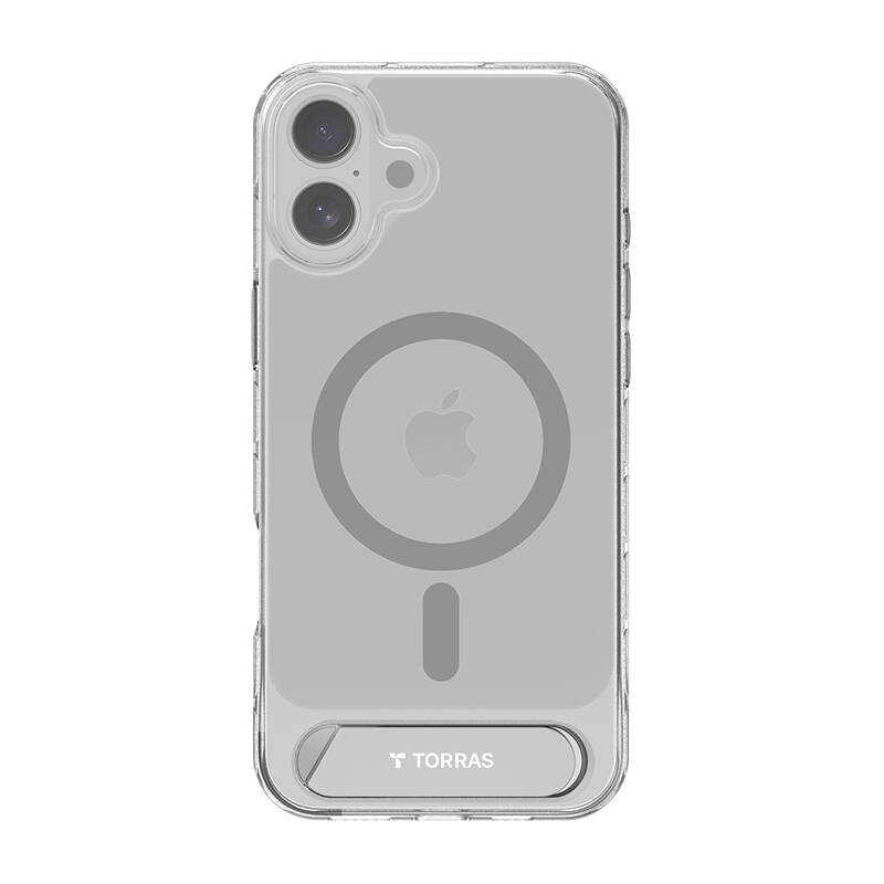 Mbulesë telefoni Torras Pstand Series për iPhone 16 Plus, magnetike, me stendë, transparente vjollcë