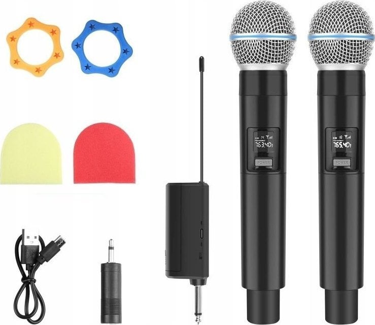 Mikrofonë wireless Puluz PU644B, 2x dinamik UHF, 30m, me marrës 3.5mm dhe 6.35mm