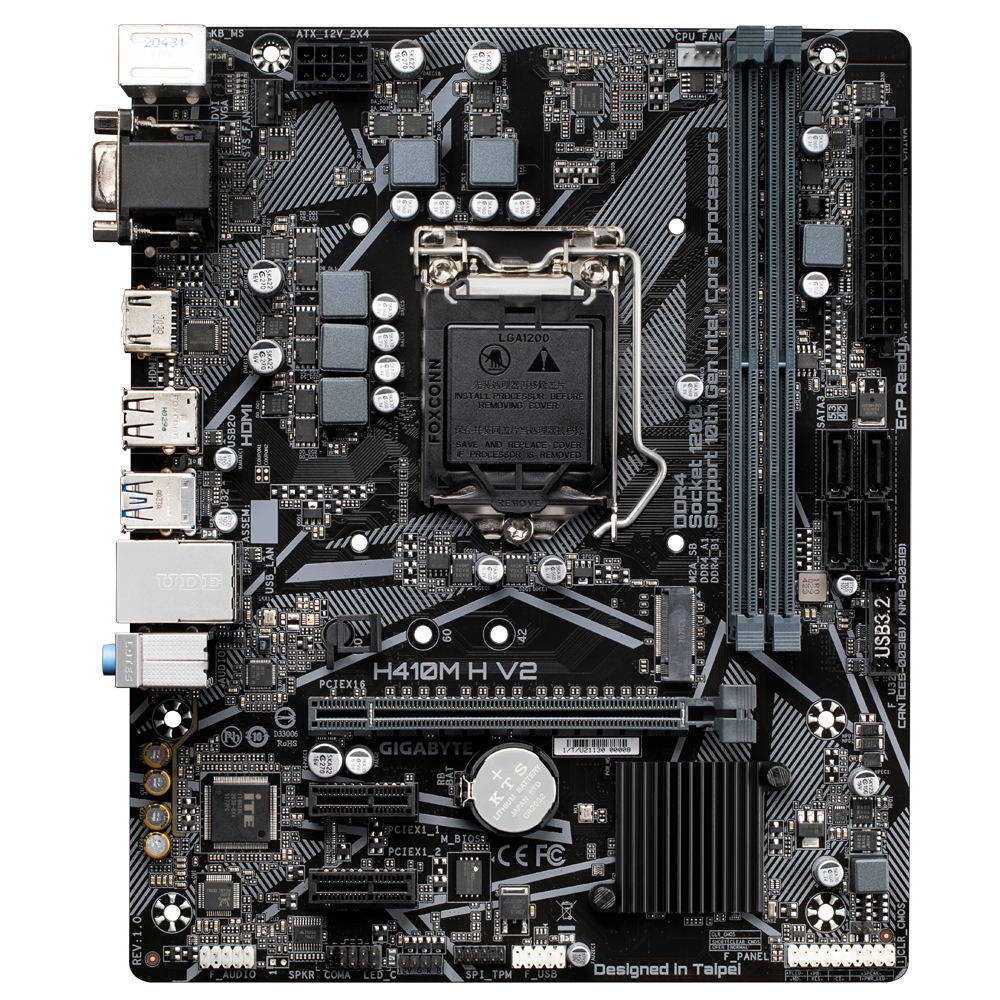Pllakë amë Gigabyte H410M H V2, Intel LGA1200, mATX, e zezë