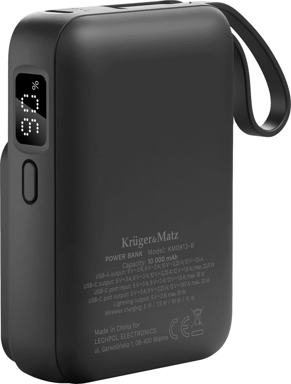 Power bank USB-C 10000mAh, karikim me induksion, i zi