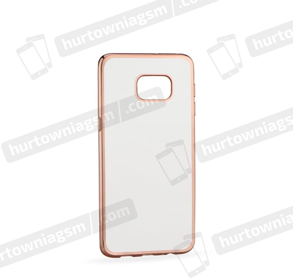 Këllëf telefoni Diamond për Samsung Galaxy A72 5G, silikoni transparent, buzë rozë metalike