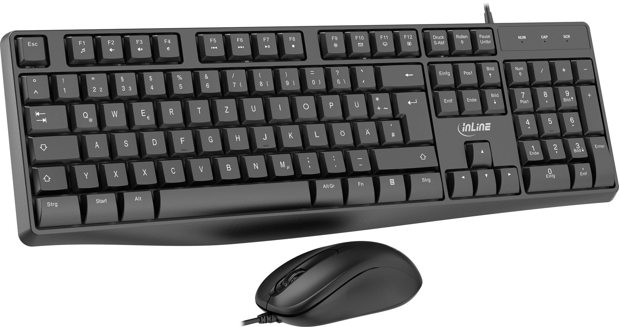 Set tastierë dhe mi InLine Basic Desktop II, USB, 1200 DPI, i zi