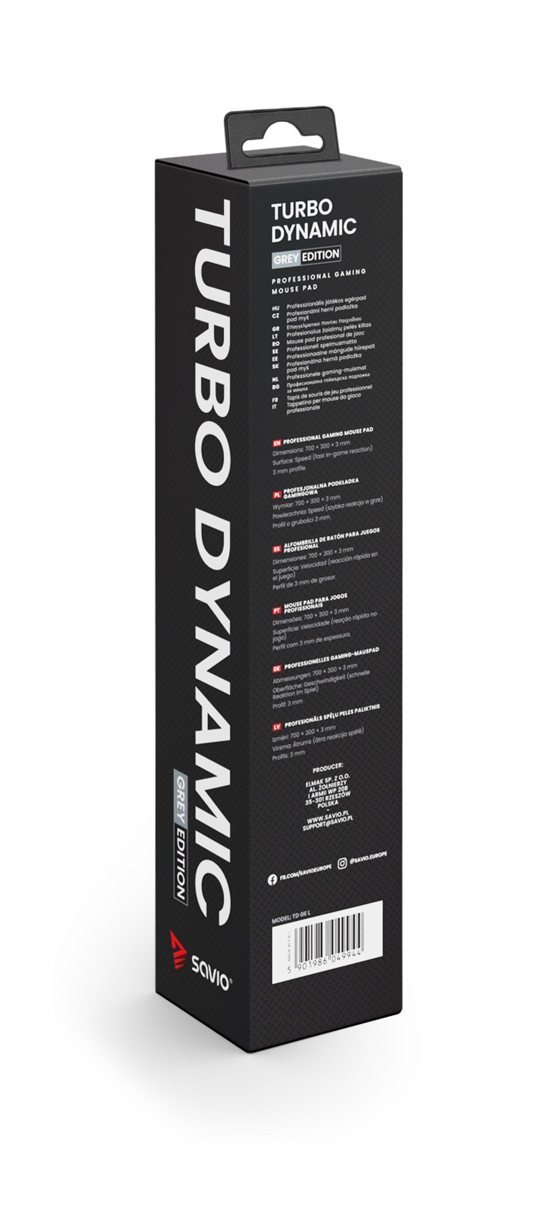 Mouse pad gaming Savio Turbo Dynamic L Grey Edition, 700x300mm, 3mm, gri