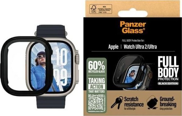 Mbrojtës ekrani CARE by PanzerGlass, për Apple Watch Ultra Ultra 2, xham i tejdukshëm