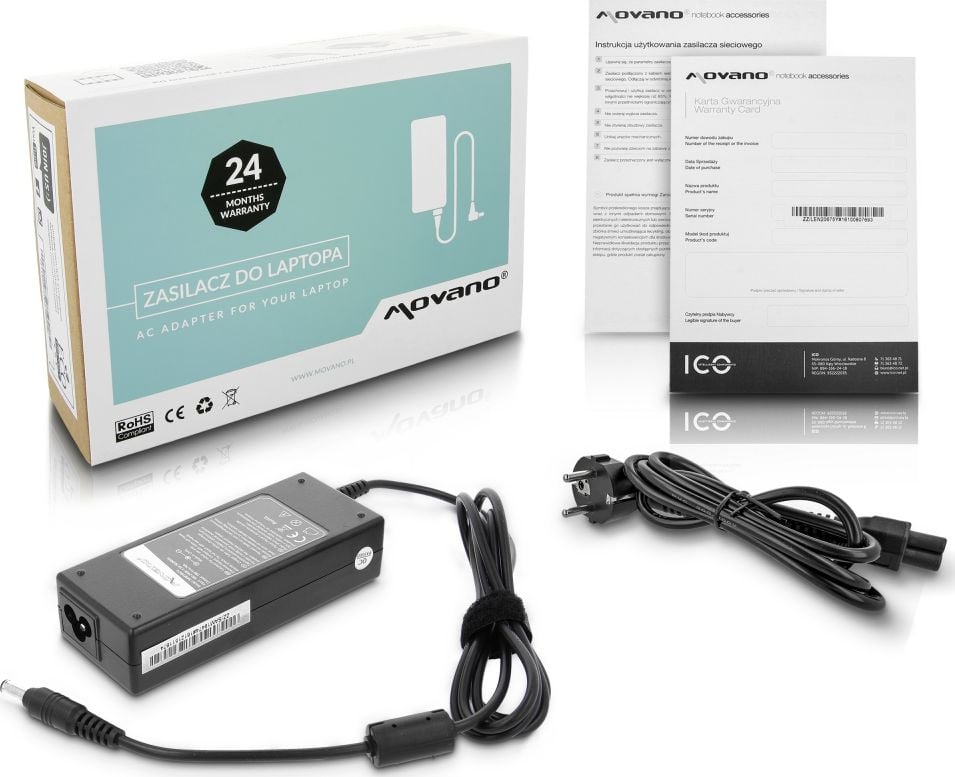 Adapter karikues laptopi Movano 19V 4.74A 90W, 5.5x3.0mm, për Samsung