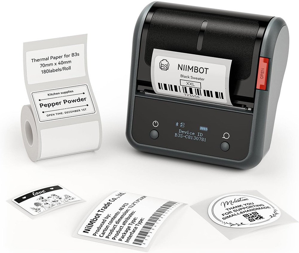 Printer portativ për etiketa NIIMBOT B3S_P, termik, Bluetooth, i bardhë
