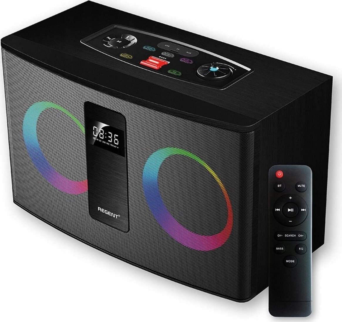 Kutinë zanore Bluetooth Gonik Regent Power Audio 300BT, RGB, FM USB AUX, e zezë