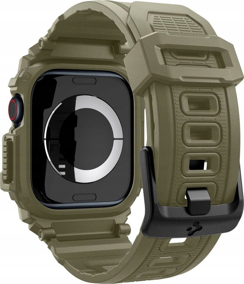Futera dore Spigen Rugged Armor Pro për Apple Watch 10 46mm, silikoni, Vintage Khaki