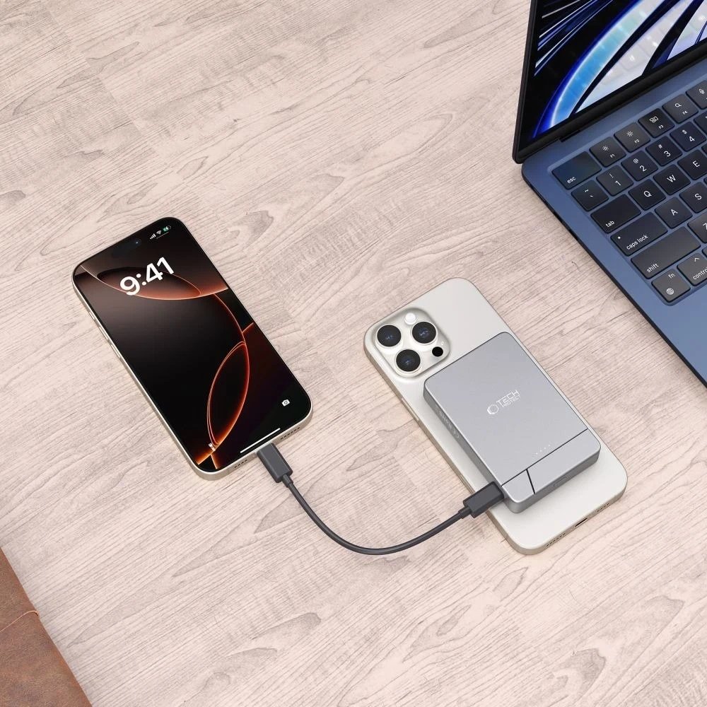 Power bank Tech-Protect PB14 LifeMag MagSafe, 5000mAh, USB C, gri hapësinor