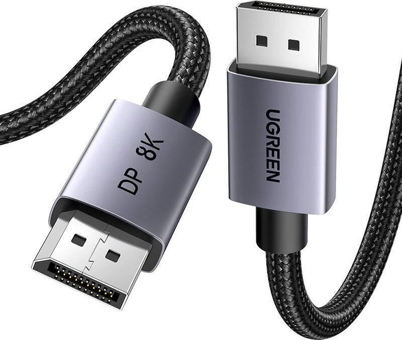 Kabllo Ugreen DP120 DisplayPort 1.4 8K60Hz 32.4Gbps, 2m, e zezë